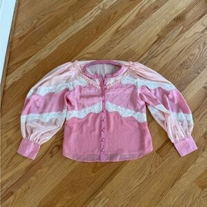 Zavia Blouse in Pastel Pink Colorblock
LOVESHACKFANCY Revolve